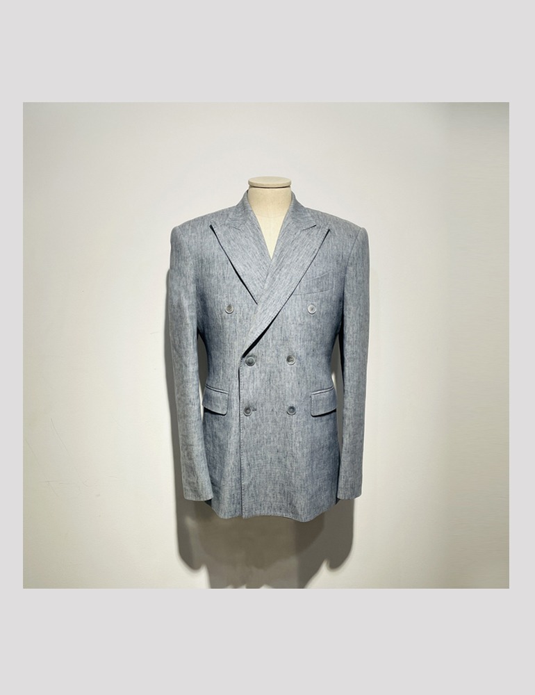 SKY &amp; BLUE LINEN DOUBLE BREASTED JACKET
